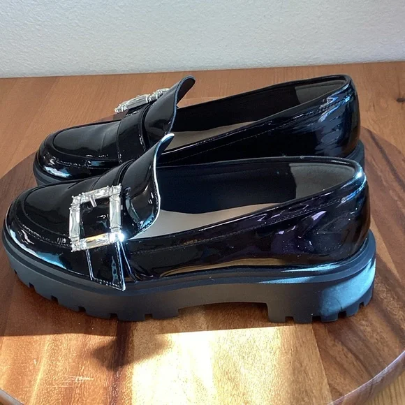 Stuart Weitzman June lug loafers Black Patent leather with Buckle 9 - Picture 5 of 13